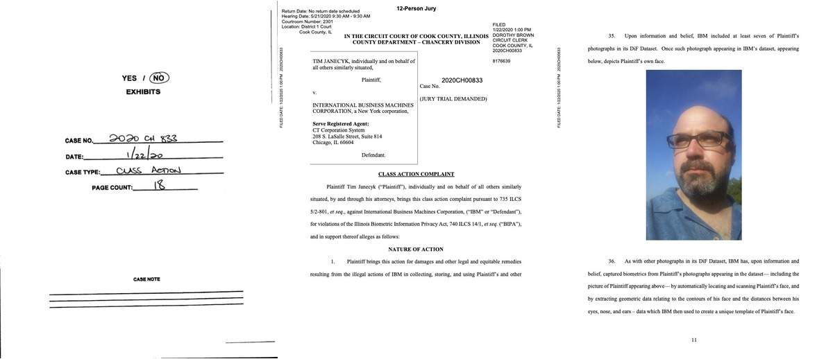 An Illinois resident initiated a class-action lawsuit against IBM for using his biometric information without consent in the IBM Diversity in Faces dataset. The lawsuit is still active.