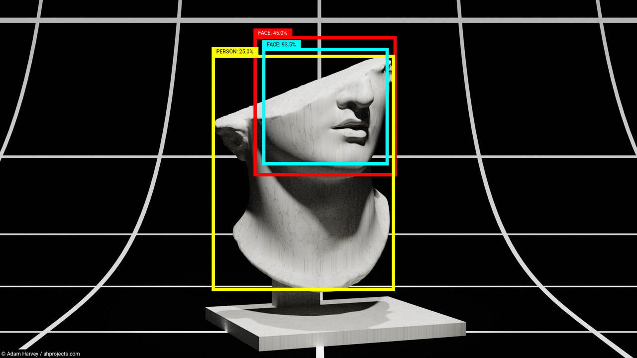 Graphic © Adam Harvey 2021. Based on public domain 3D model of &ldquo;Fragmentary Colossal Head of a Youth&rdquo; by Scan the World.