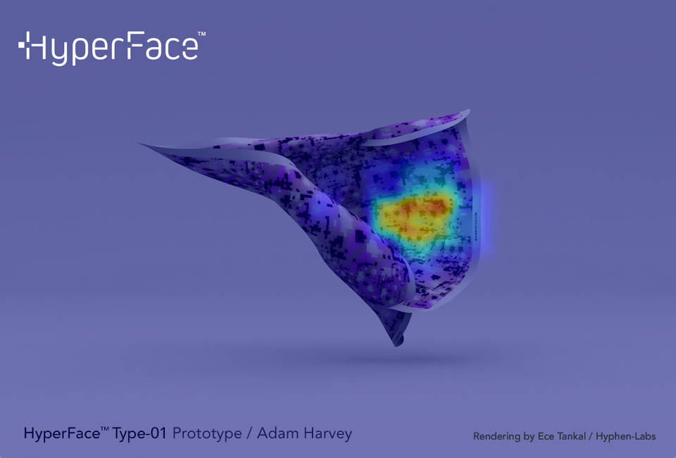 HyperFace saliency map. Scarf rendering by Ece Tankal / hyphen-labs.com. 2017