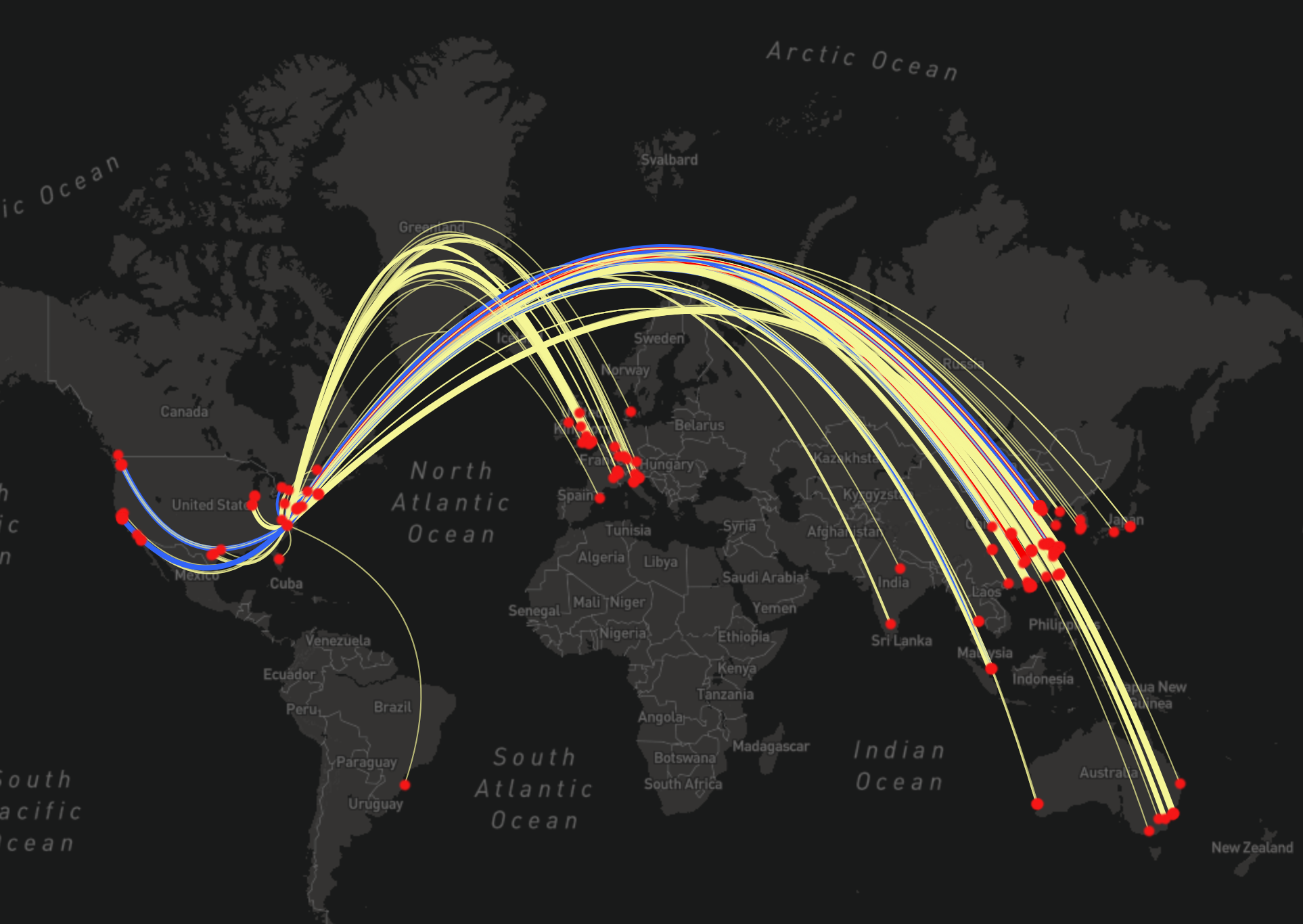 A visualization of the inferred usage locations for the Duke MTMC datasets. The data originated at university campus in North Carolina and eventually became one of the most widely cited training datasets for building surveillance technologies.